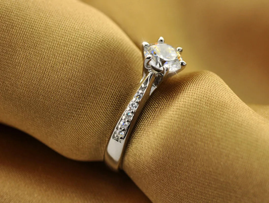 Silver Diamond Look Ring