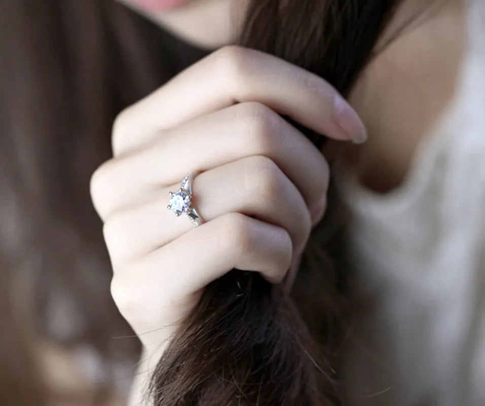Silver Diamond Look Ring