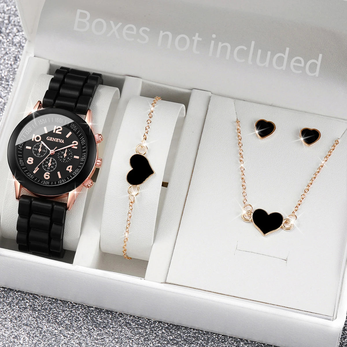 Silicone Women Watch Set
