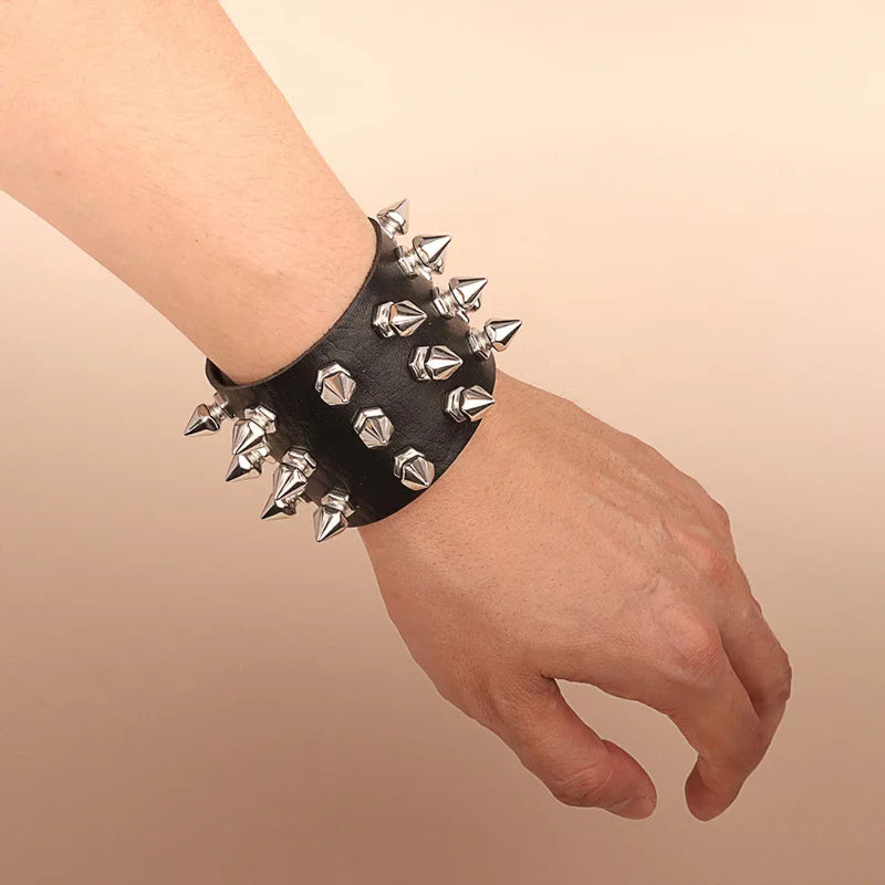 Punk Spike Leather Bracelet