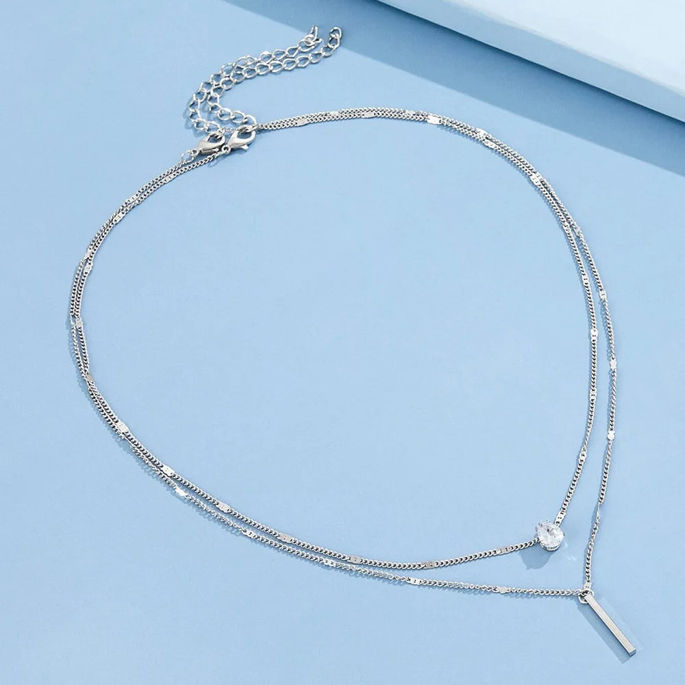 Zircon Layered Necklace