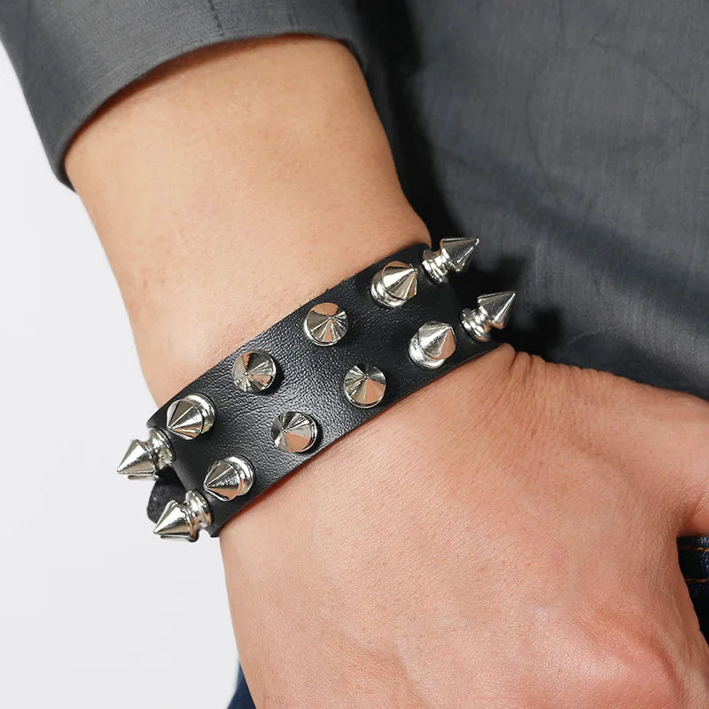 Punk Spike Leather Bracelet