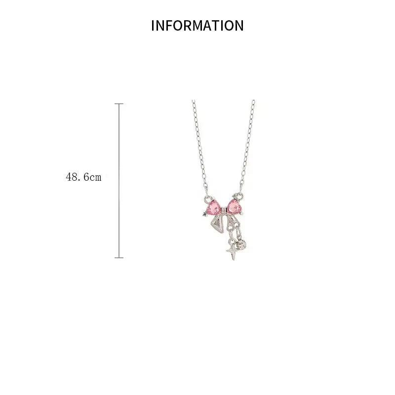 Pink Bow Star Necklace