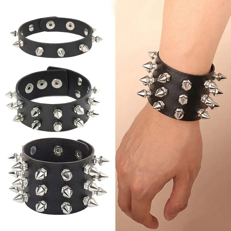 Punk Spike Leather Bracelet