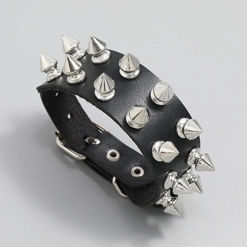 Punk Spike Leather Bracelet