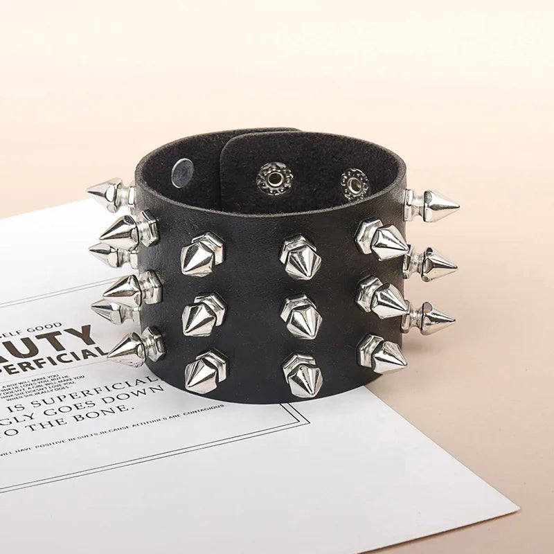 Punk Spike Leather Bracelet