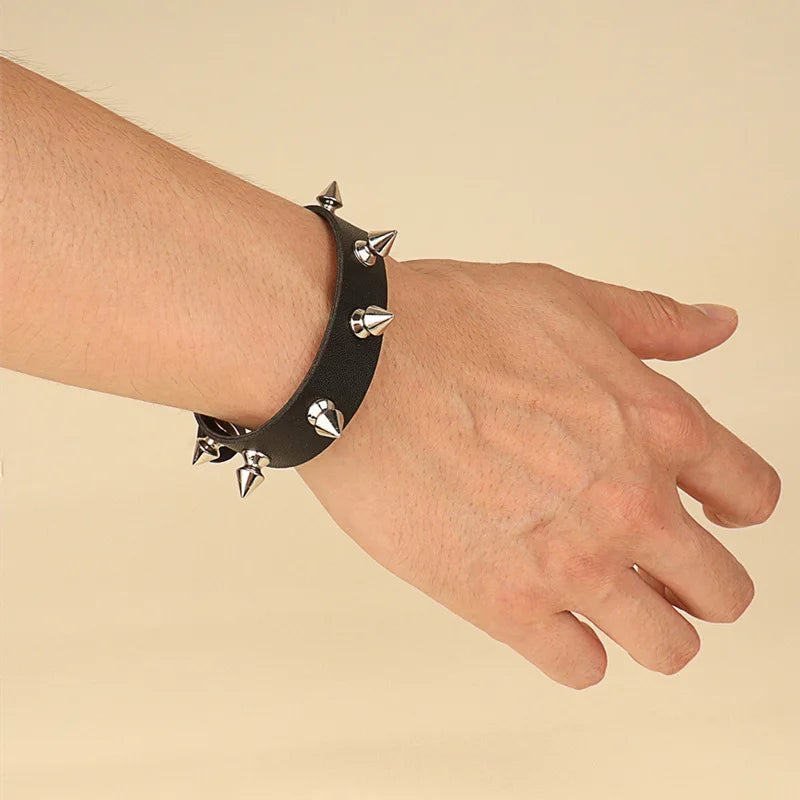 Punk Spike Leather Bracelet